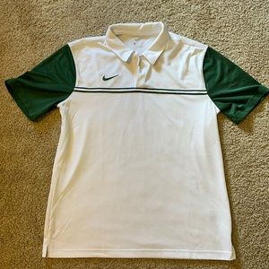Nike White and Green Men's Polo Shirt